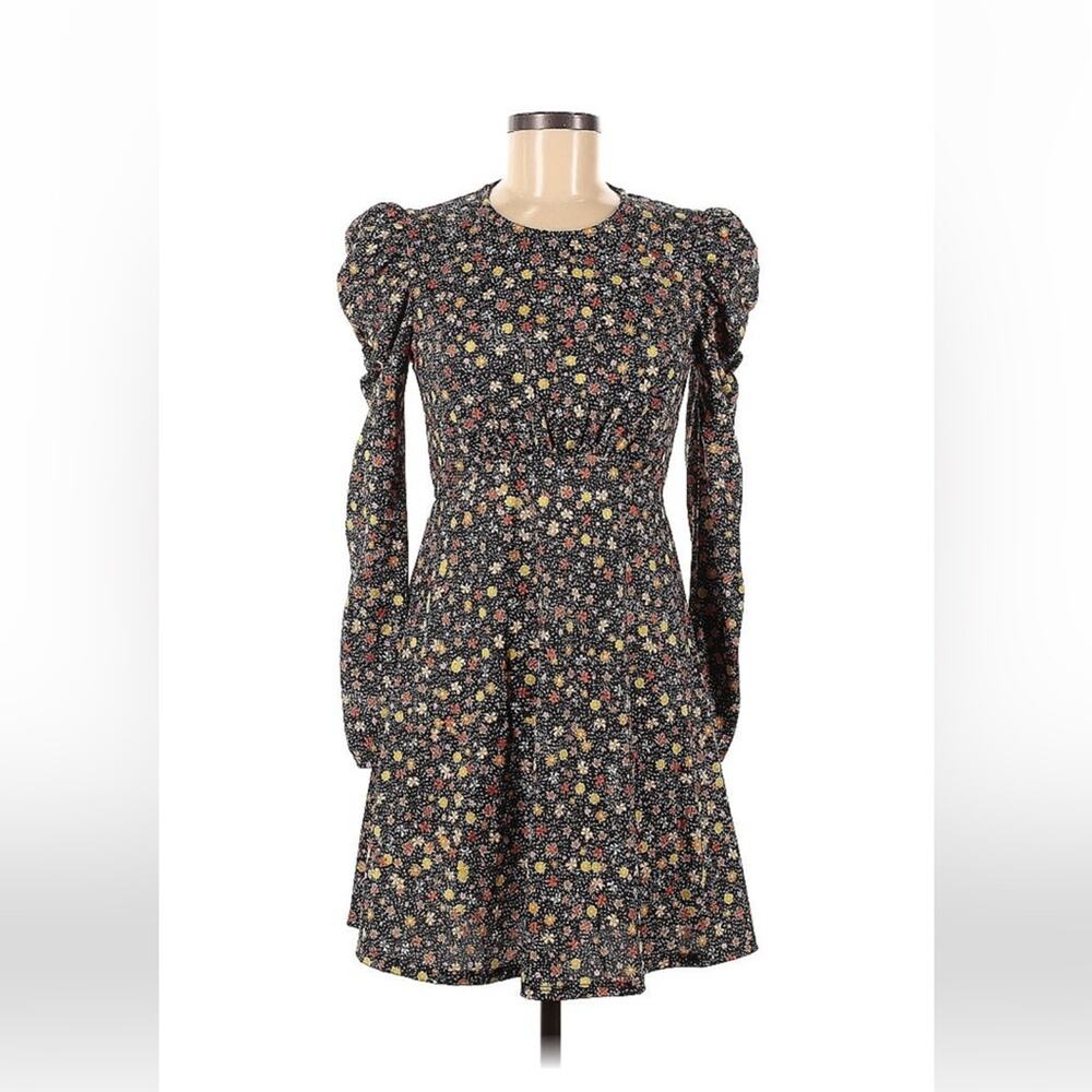Topshop floral print Victorian puffed sleeves a line dress,‎ size 6